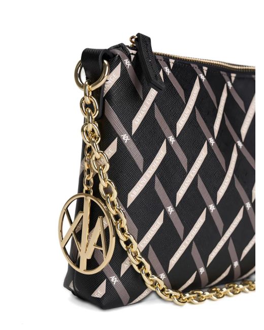 ARMANI EXCHANGE Black Geometrische Schultertasche mit Kettenriemen