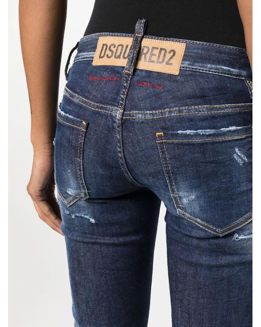 DSquared² Blue Distressed-Effect Skinny Jeans