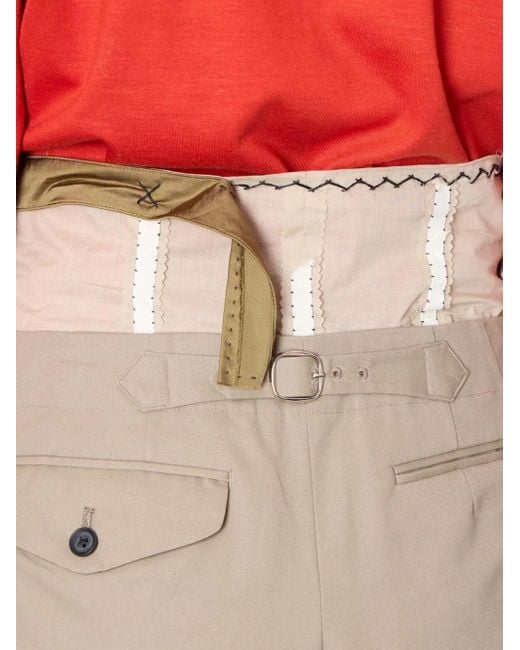 Kolor Natural Pleated Panelled Shorts