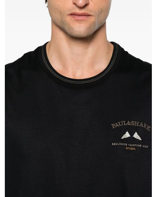 Paul & Shark Black Logo-Detail Crew-Neck T-Shirt for men