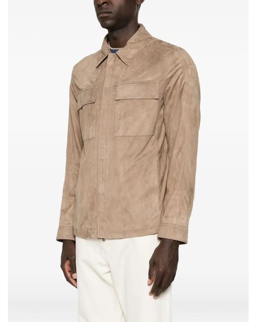 Paul & Shark Natural Veste En Daim À Empiècements for men