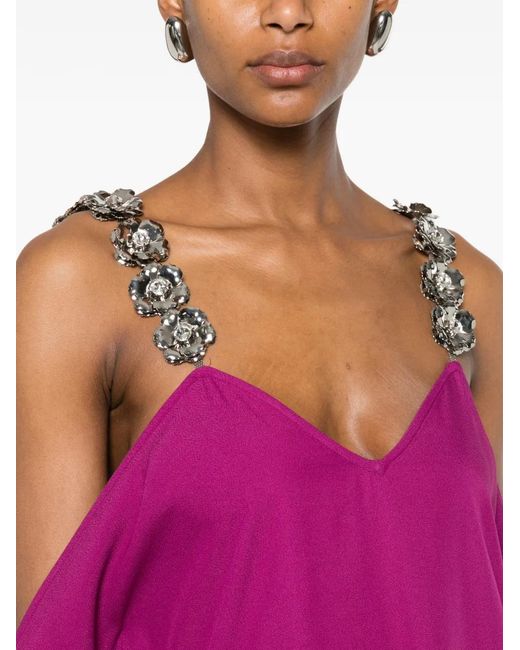 Taller Marmo Pink Crystal-Embellished Cold-Shoulder Dress