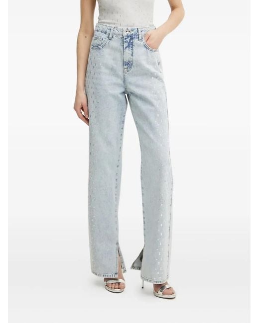 Patrizia Pepe Blue Straight-Leg-Jeans mit Kristallen