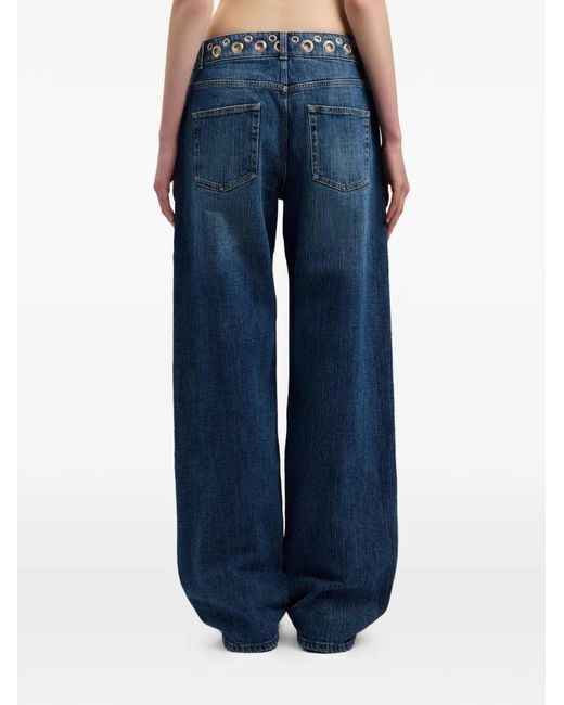 Palm Angels Blue Eyelet-Embellished Denim Jeans