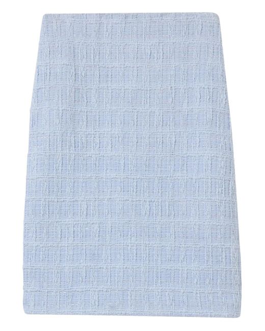 St. John Blue Textured Plaid Skirt
