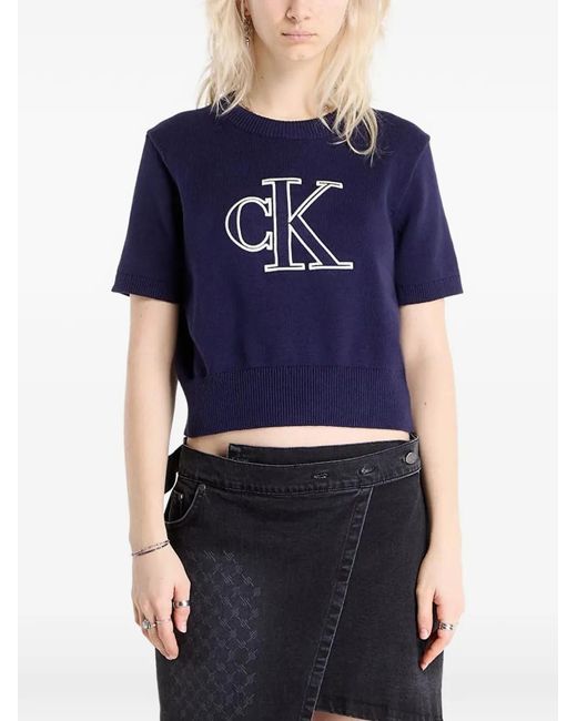 Calvin Klein Blue Logo-Print Top