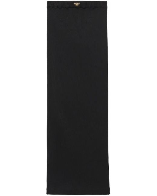 Prada Black Fitted Skirt With Ribbed Texture And Comfort