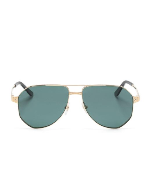 Cartier Blue Santos Pilot-frame Sunglasses