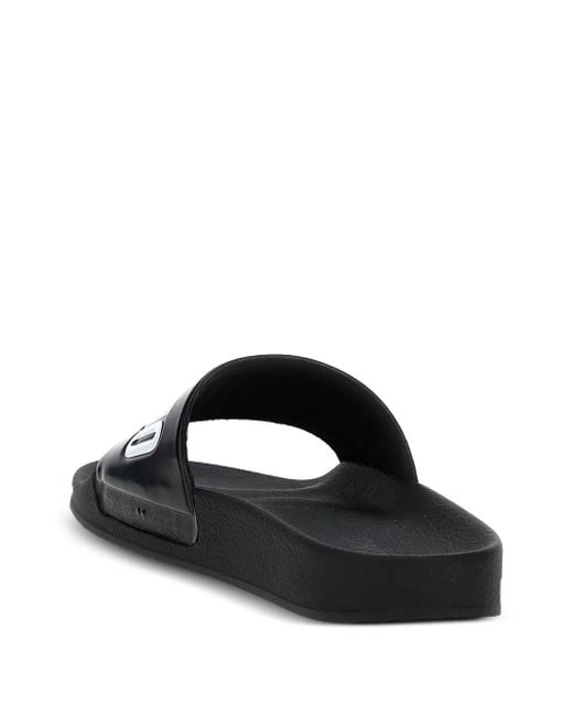 Moschino Black Logo-Print Slides for men