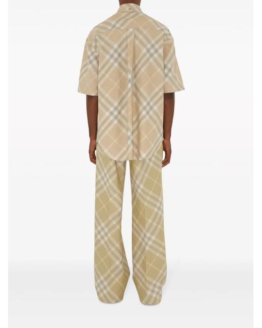 Burberry Natural Neutral Checked Cotton Shirt - Men's - Mother Of Pearl/cotton for men