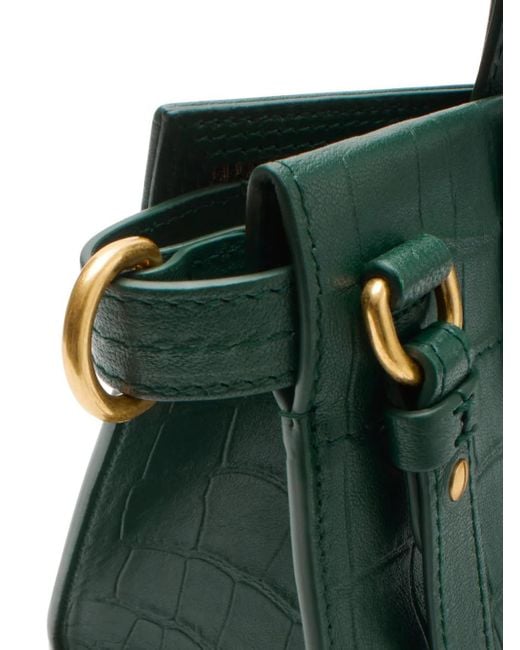 Burberry Green Mini Cotswolds Crocodile-Effect Tote Bag