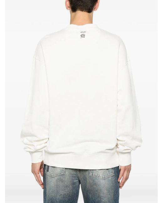 ARRELS Barcelona White Cat-Embroidered Sweatshirt for men