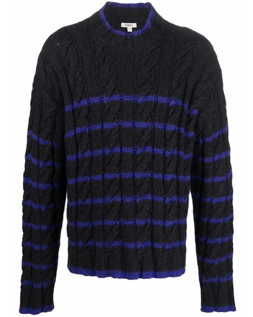 Pull Rayé En Maille Torsadée Phipps pour homme en coloris Blue