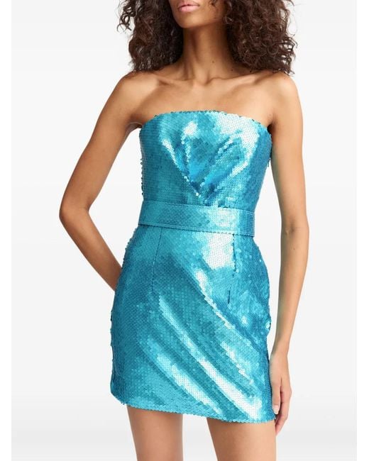 16Arlington Blue Sequin Belted Mini Dress