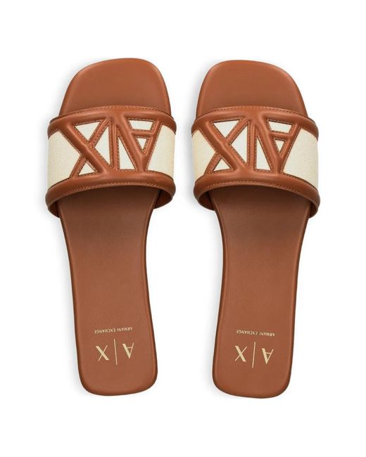 ARMANI EXCHANGE Brown Logo-Detail Sandals