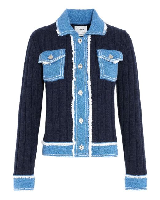 Barrie Blue Ribbed-Knit Denim-Effect Jacket