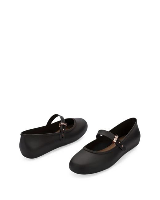 Melissa Black Soft Buckle-Fastening Ballet Flats