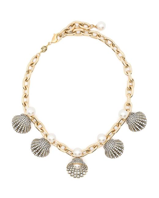 Idyllia shell necklace Swarovski de color Metallic
