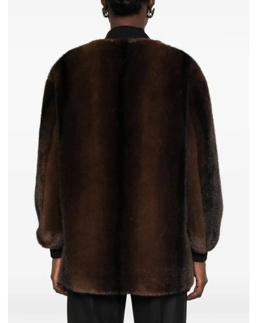 ERMANNO FIRENZE Black Faux-Fur Zip-Up Jacket