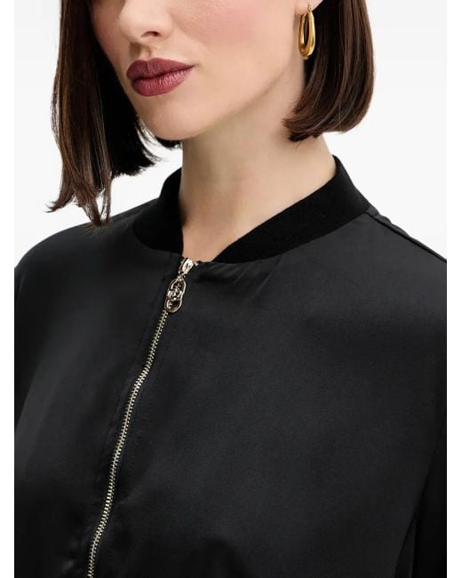 Liu Jo Black Zip-Fastening Logo-Trim Bomber Jacket