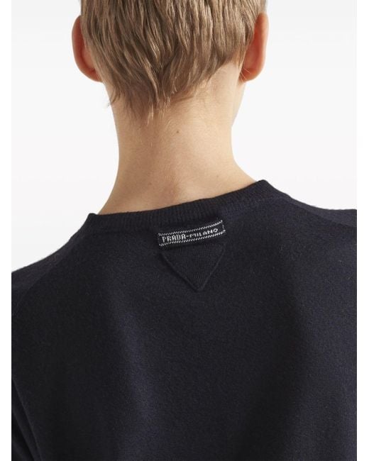 Prada Black Triangle-logo Cashmere Knitted Top