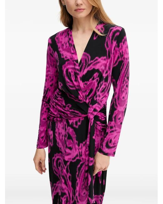 Joseph Ribkoff Pink Tie Paisley-Print Midi Dress
