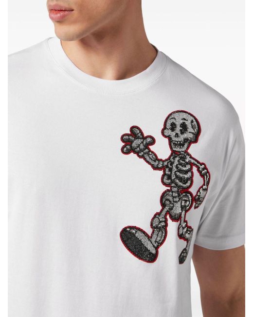 Philipp Plein White Skeleton Cotton T-shirt for men