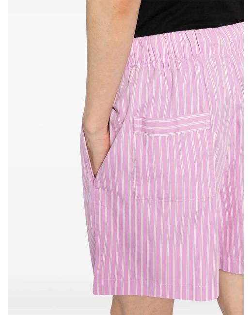 Tekla Pink Striped Cotton Pyjama Shorts for men