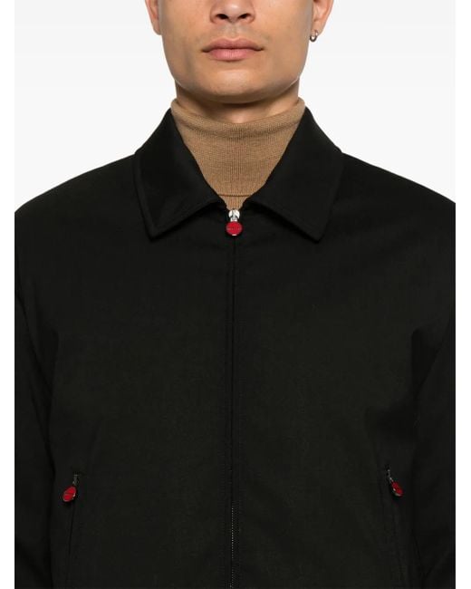 Kiton Black Padded Bomber Jacket for men
