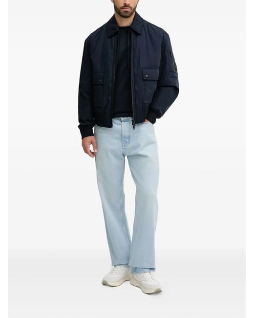 Boss Blue Patch-Pocket Bomber Jacket for men