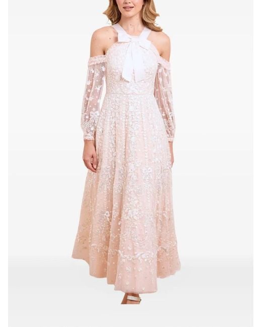 Needle & Thread Pink Embroidered-Flowers Maxi Dress