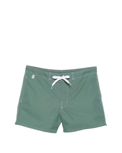 Sundek Green Logo-Patch Swim Shorts for men