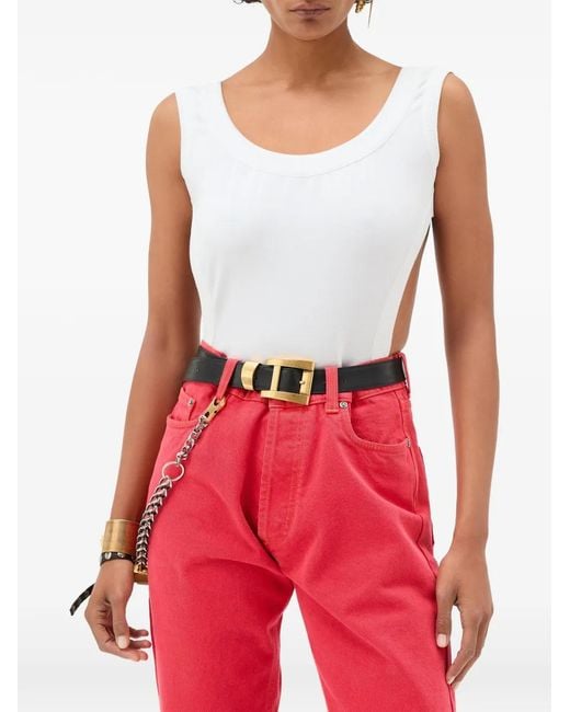 Versace White Embroidered Stretch Cotton-Jersey Bodysuit