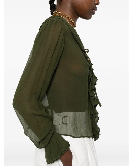 Bode Green Flounce Blouse