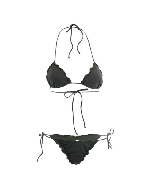 Mc2 Saint Barth White Ruffled-Trim Bikini