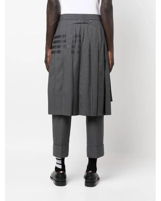Thom Browne Gray Stepped Box-Pleat Skirt for men