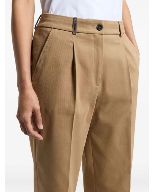 Peserico Broek Met Geplooide Details in het Natural