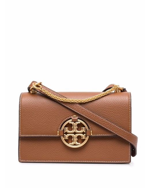 Tory Burch Leather Small Miller Flap Shoulder Bag in Brown | Lyst Canada