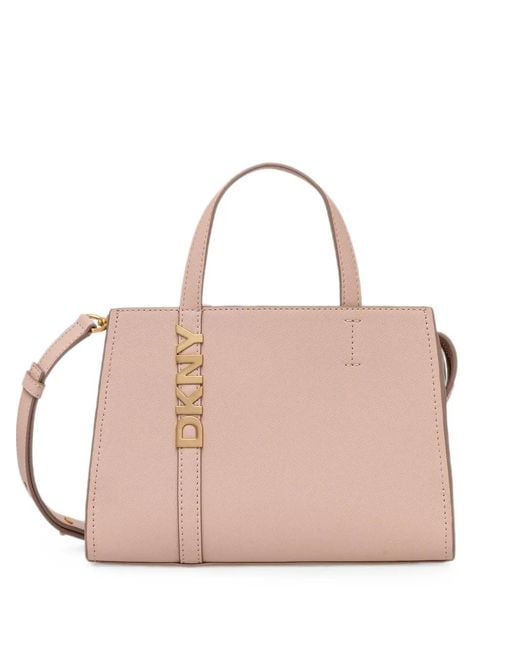 DKNY Pink Avril Logo-Plaque Leather Tote Bag