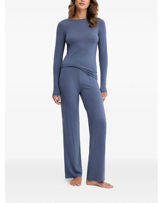 Emporio Armani Blue Long-Sleeved Pyjama Set