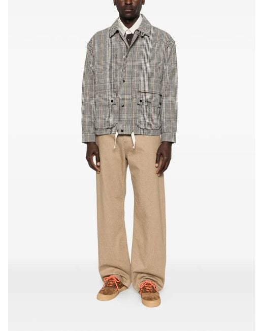 Barbour Gray Westoe Check-Pattern Drawstring-Hem Coat for men