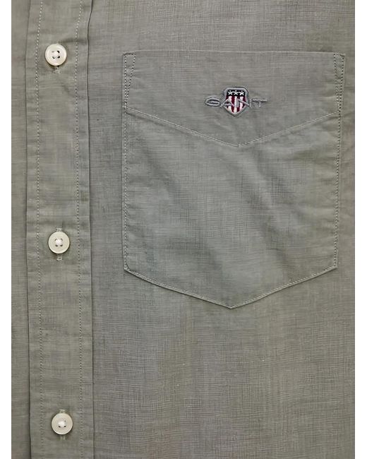 Gant Gray Chest-Pocket Button-Down Shirt for men