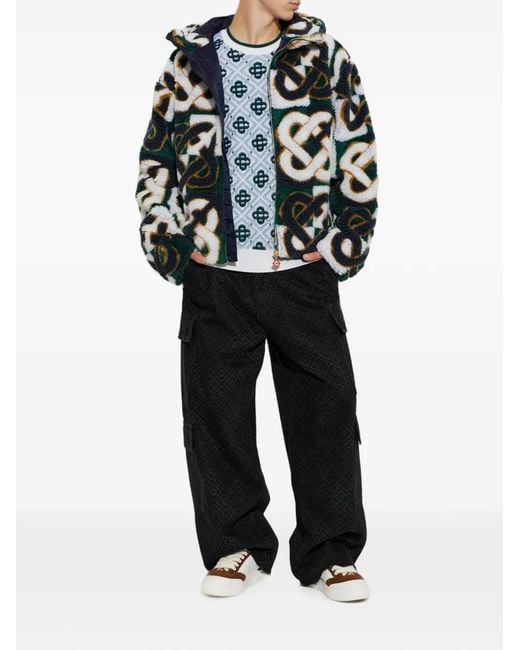 Casablanca Blue Monogram-Pattern Wool Sweater