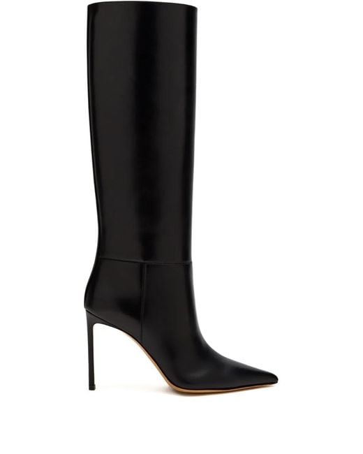 Francesco Russo Black 75Mm Stiletto Knee-High Boots