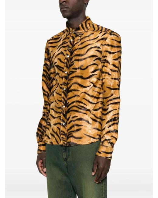 Martine Rose Metallic Tiger-Print Felt Shirt for men