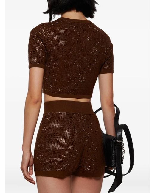 David Koma Brown Cropped T-Shirt