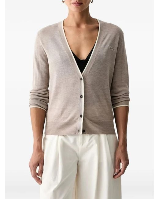 Karl Lagerfeld Natural Merino Cardigan