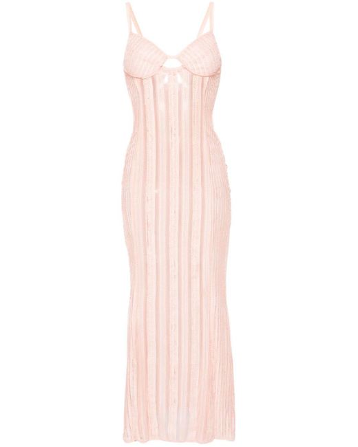 Charo Ruiz Pink Yayay Lace Maxi Dress