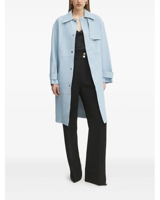 Boss レザー トレンチコート Blue