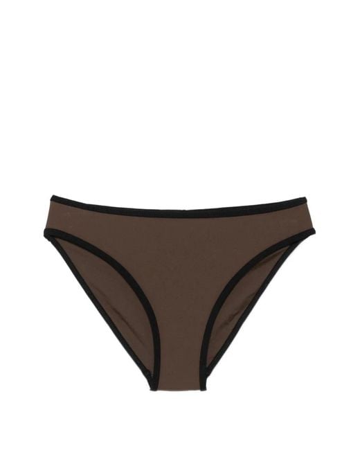 Totême Brown Contrast-Trim Bikini Bottoms